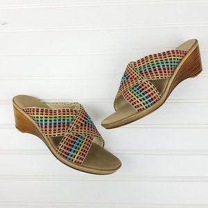 Onex Jute Rainbow Wedge Slip On Sandals Mules 7